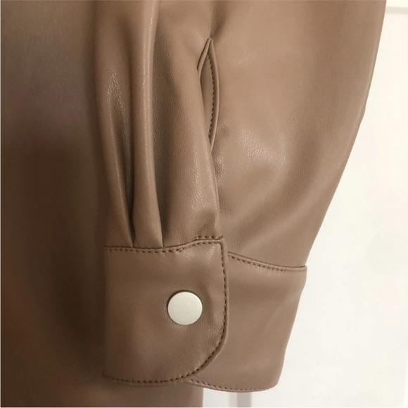 Easel Women’s Faux Leather Duster Shirt Jacket Shacket Small Boho Trench Coat - Picture 8 of 16